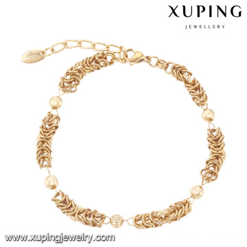 74395 Xuping GZ moda mercado de jóias top grade planície 18k pulseira talão de ouro para as mulheres